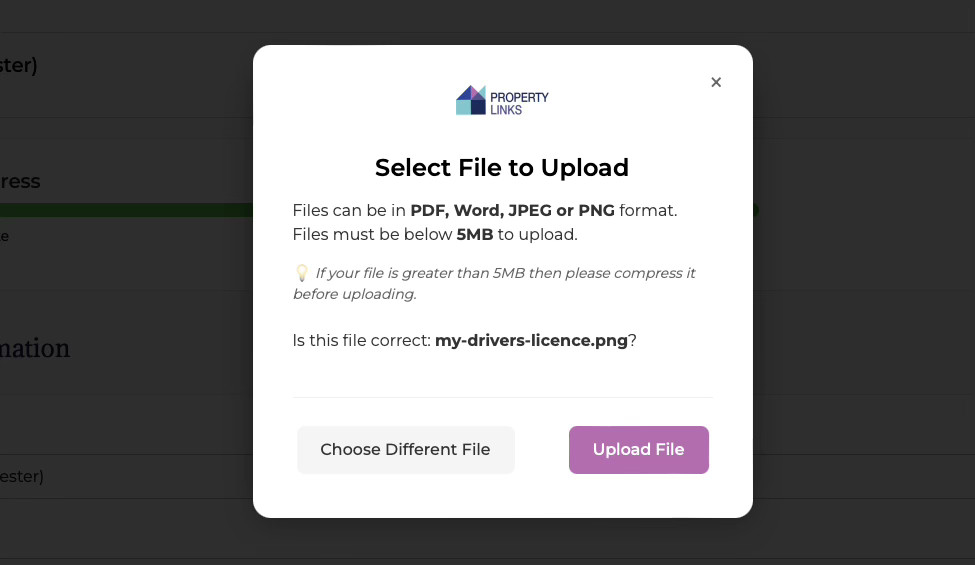File upload interface